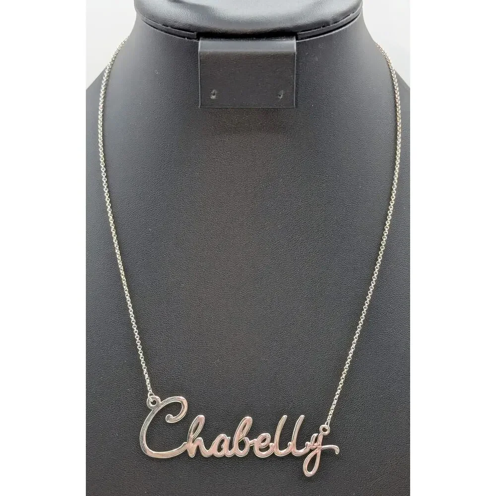 925 Sterling Silver Cursive Name 'Chabelly' 20.25" Chain Necklace - Picture 1 of 6